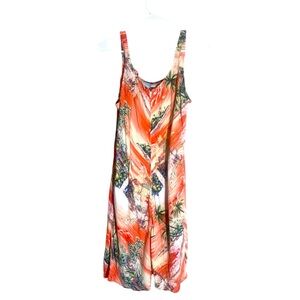 Puanani by RJC Hawaiian Dress Size L Rayon Island Print Sleeveless Size Large